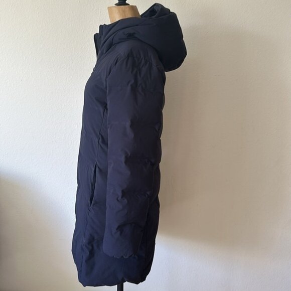 Uniqlo sz S navy hooded down jacket pockets zip front great pre owned condition - Picture 4 of 9